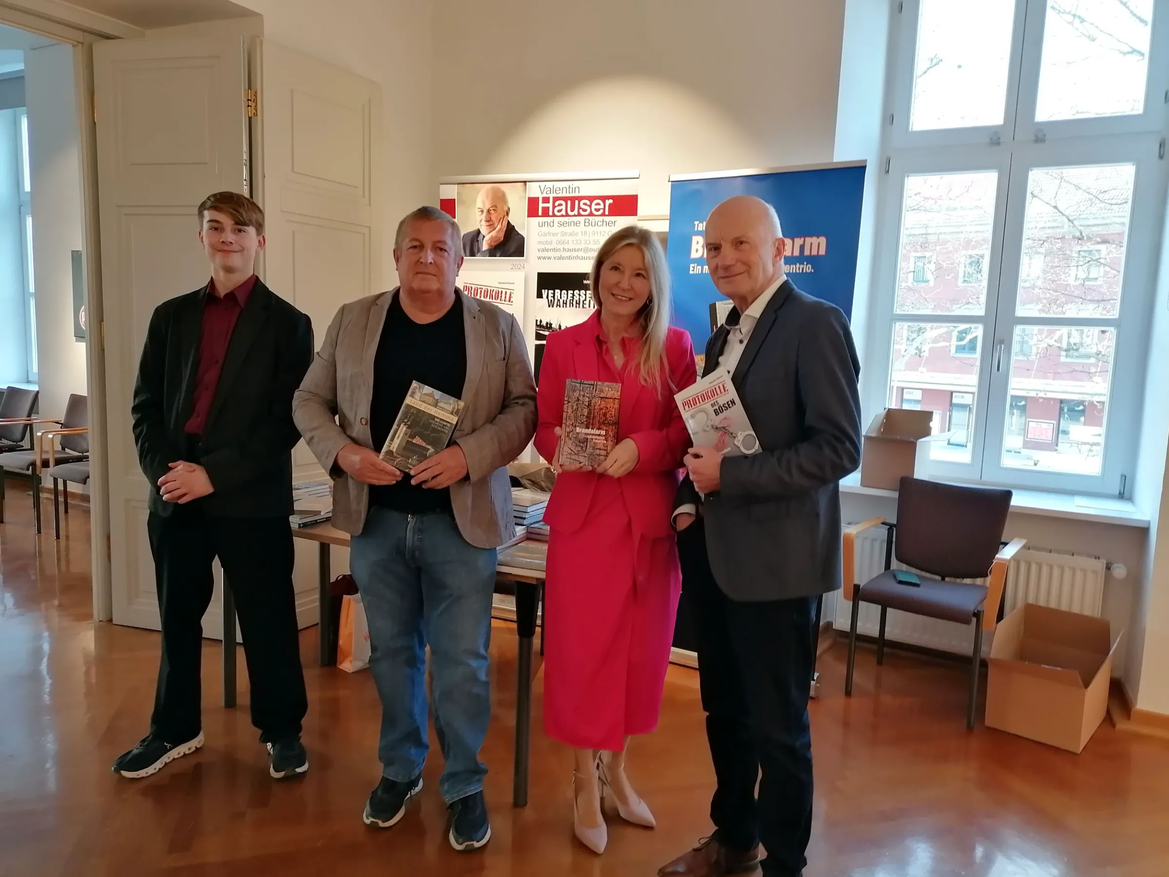 Im Bild von links: Dominik Abwerzger, Werner Sabitzer, Tatjana Gregoritsch, Valentin Hauser      